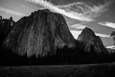 Cathedral Rocks and Spires in the late afternoon in Yosemite.